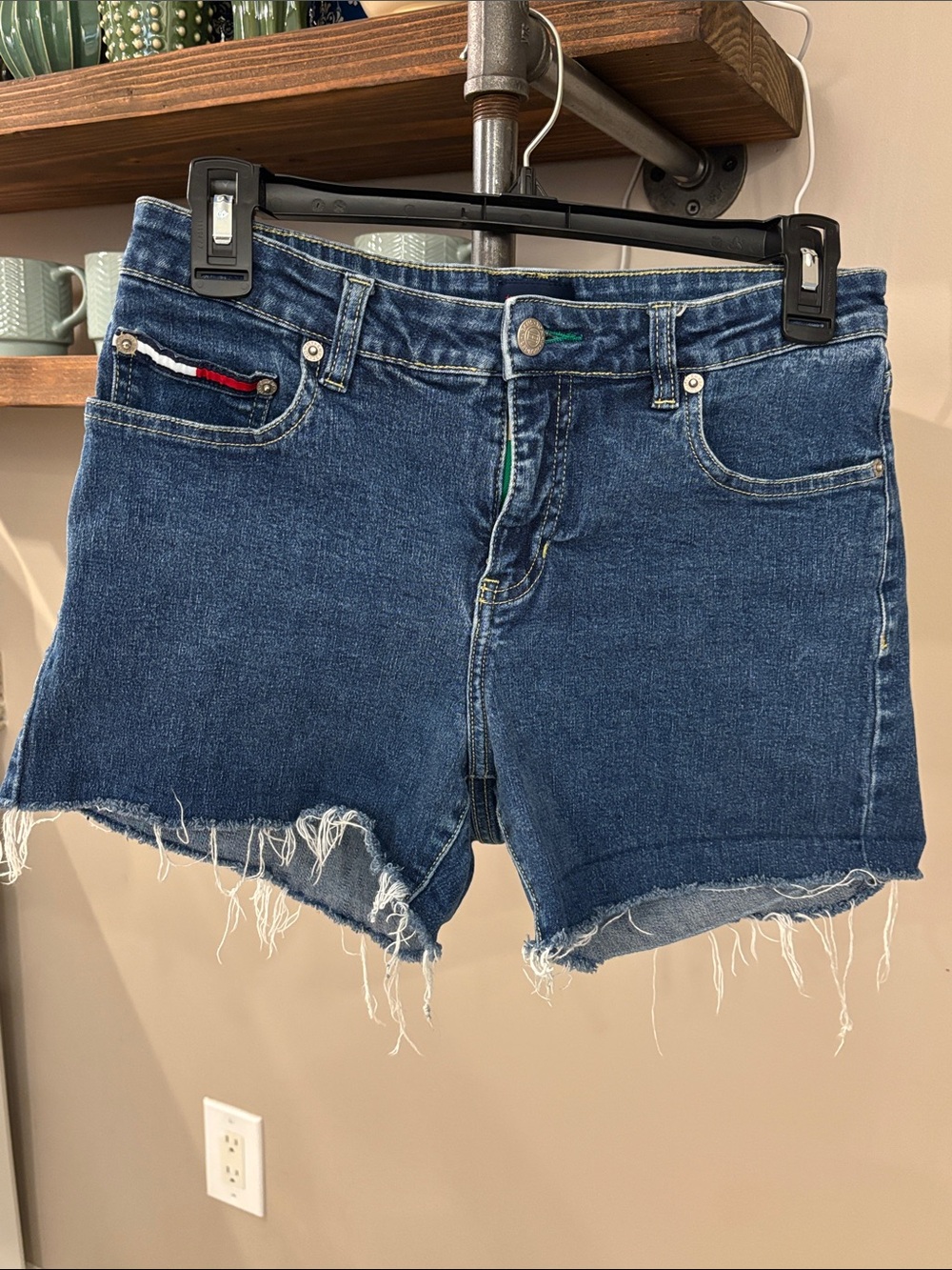 Tommy Hilfiger Denim Shorts | Frayed Raw Hem | Blue